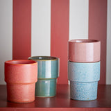 Bloomingville Ewan Tasse Bunt Steingut D7,5xH9 cm 4er Set – stapelbare Tassen