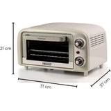 Ariete Vintage Mini Backofen, Beige, 10L Elektrobackofen im Retro-Design, 800W, 230°C