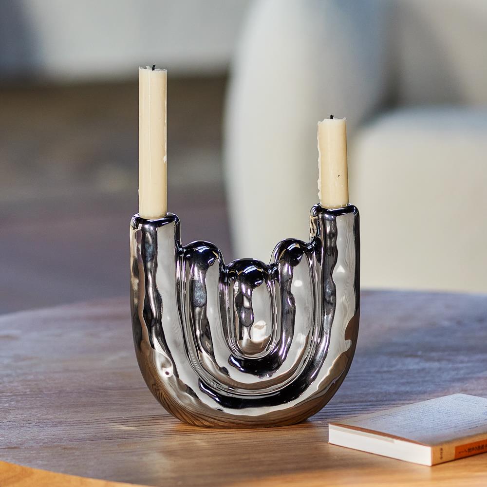 Bloomingville Shine Kerzenhalter silber