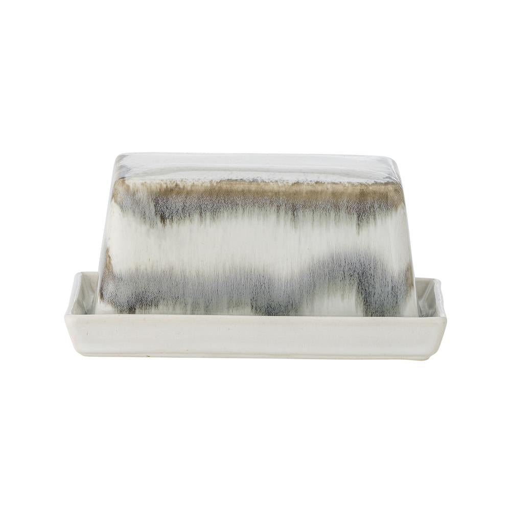 Bloomingville Paula Butterdose Grau Steingut mit Deckel