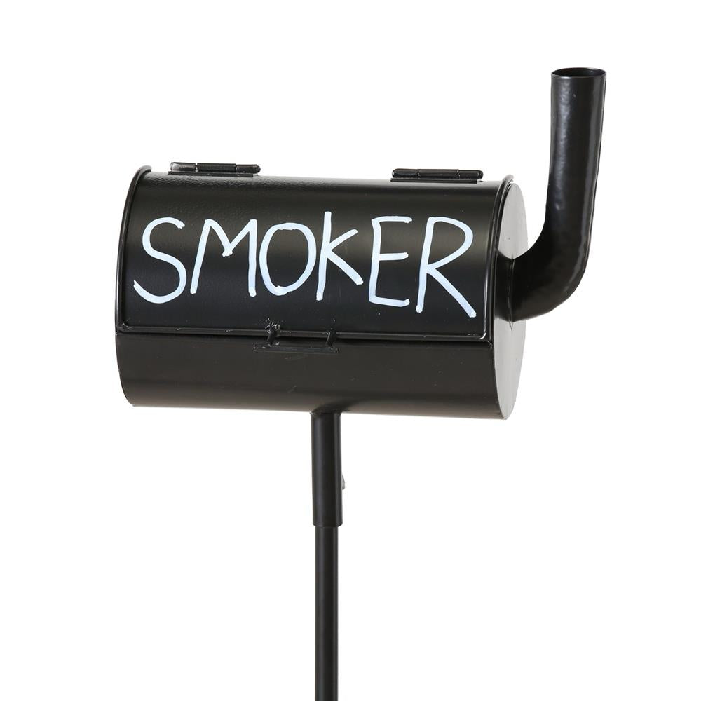 BOLTZE Sturmaschenbecher Smoker Metall Schwarz mit Bodenstiel für den Garten