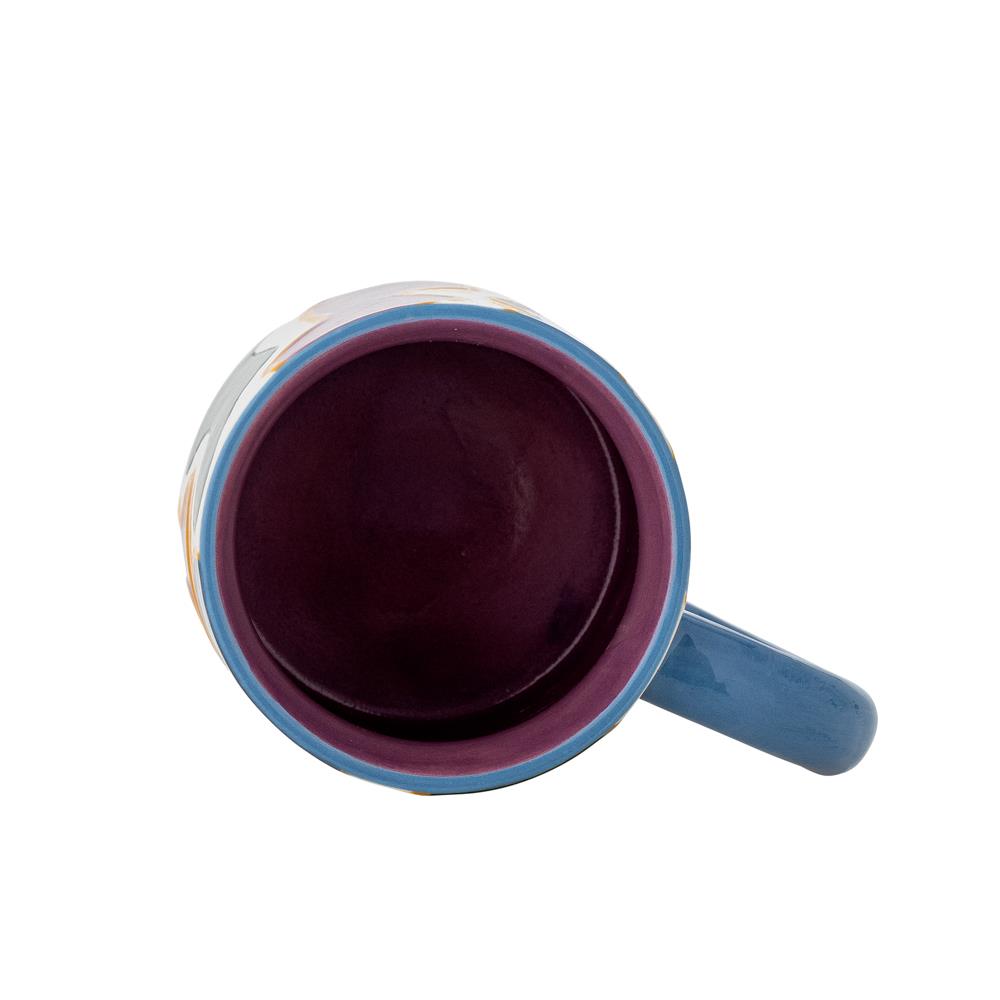 Bloomingville Salacia Tasse 4er Set 260 ml D8 cm bunt - Steingut Tassen mit Wellenmuster für Küche