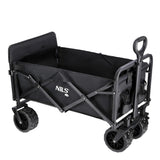 NILS CAMP Bollerwagen faltbar 160L in Schwarz - Campingwagen für Strand & Garten