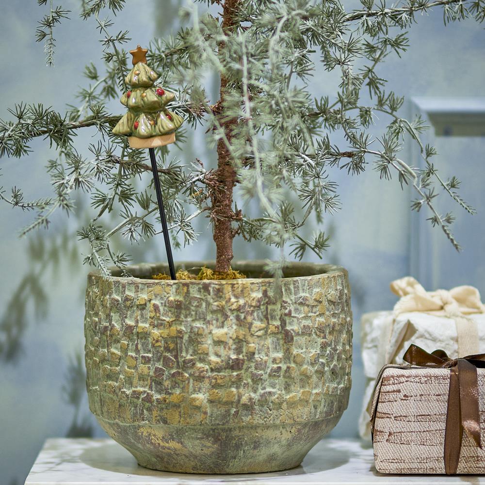 Bloomingville Geenie Pflanzenstecker Weihnachtsbaum Grün Steingut 24 cm