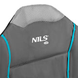 NILS CAMP Campingstuhl Hellgrau-Blau - großer gepolsterter Klappstuhl mit Armlehnen für Camping & Garten