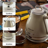 Ariete Vintage Wasserkocher, Beige, Edelstahlkessel, 1630W, Elegantes Retro-Design