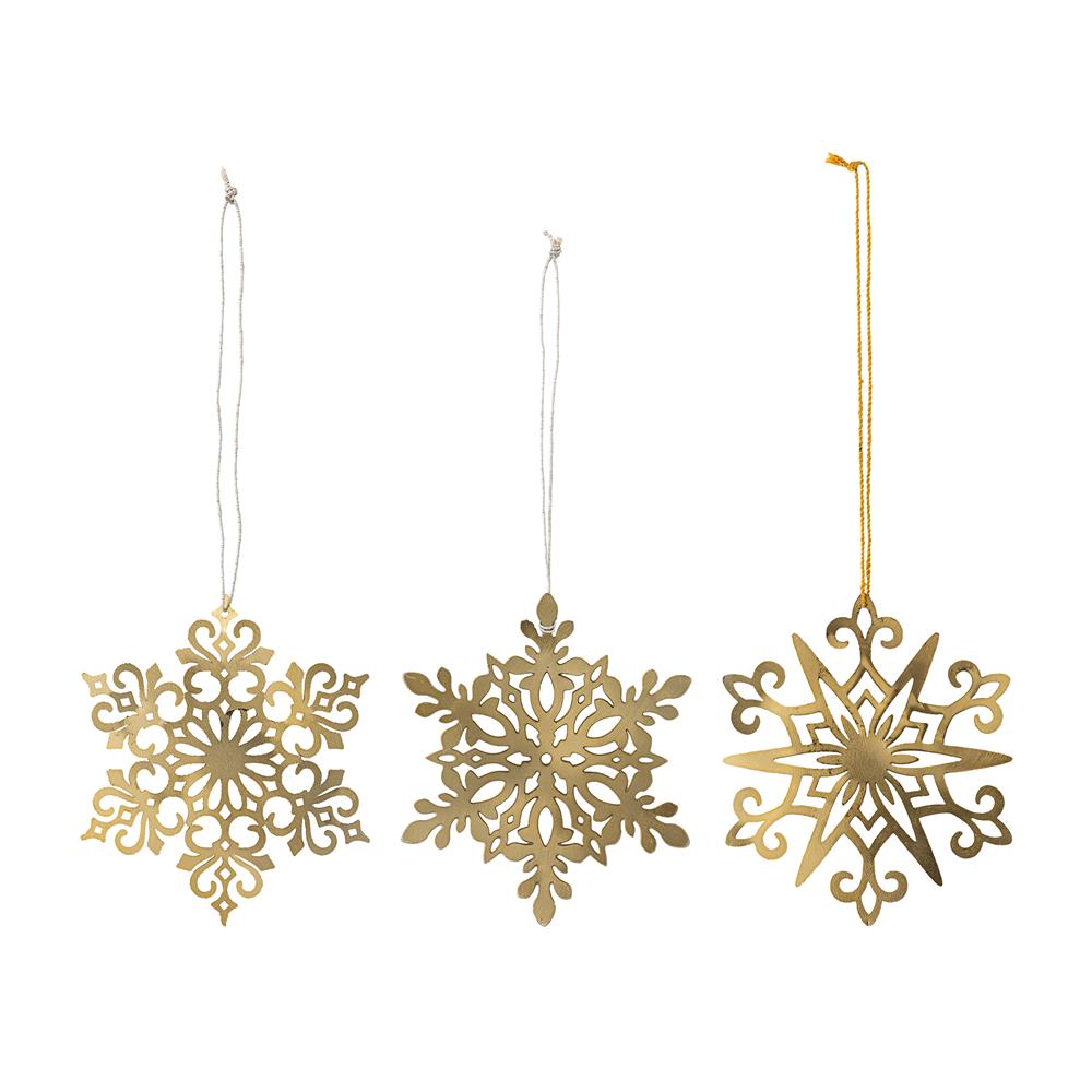 Bloomingville Mani Weihnachtsanhänger Gold Metall 3er Set Christbaumschmuck