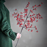 Bloomingville Ilex Stiel, Rot, Kunstzweig mit Beeren Weihnachtsdeko 92 cm