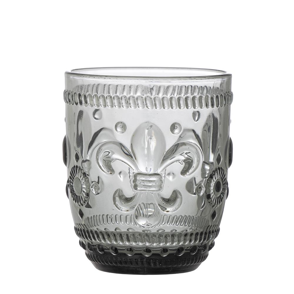 Bloomingville Cordelia Trinkglas, 330 ml, elegantes Glas in Grau, dänisches Design