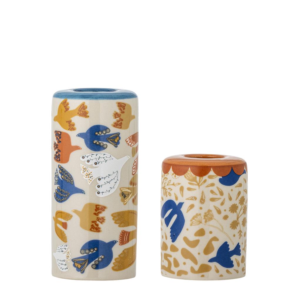 Bloomingville Anniversary Kerzenhalter Bunt Steingut 2er Set