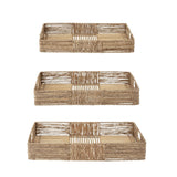 Bloomingville Lecia Serviertablett-Set aus Jute, Bambus & Metall – 3er Set