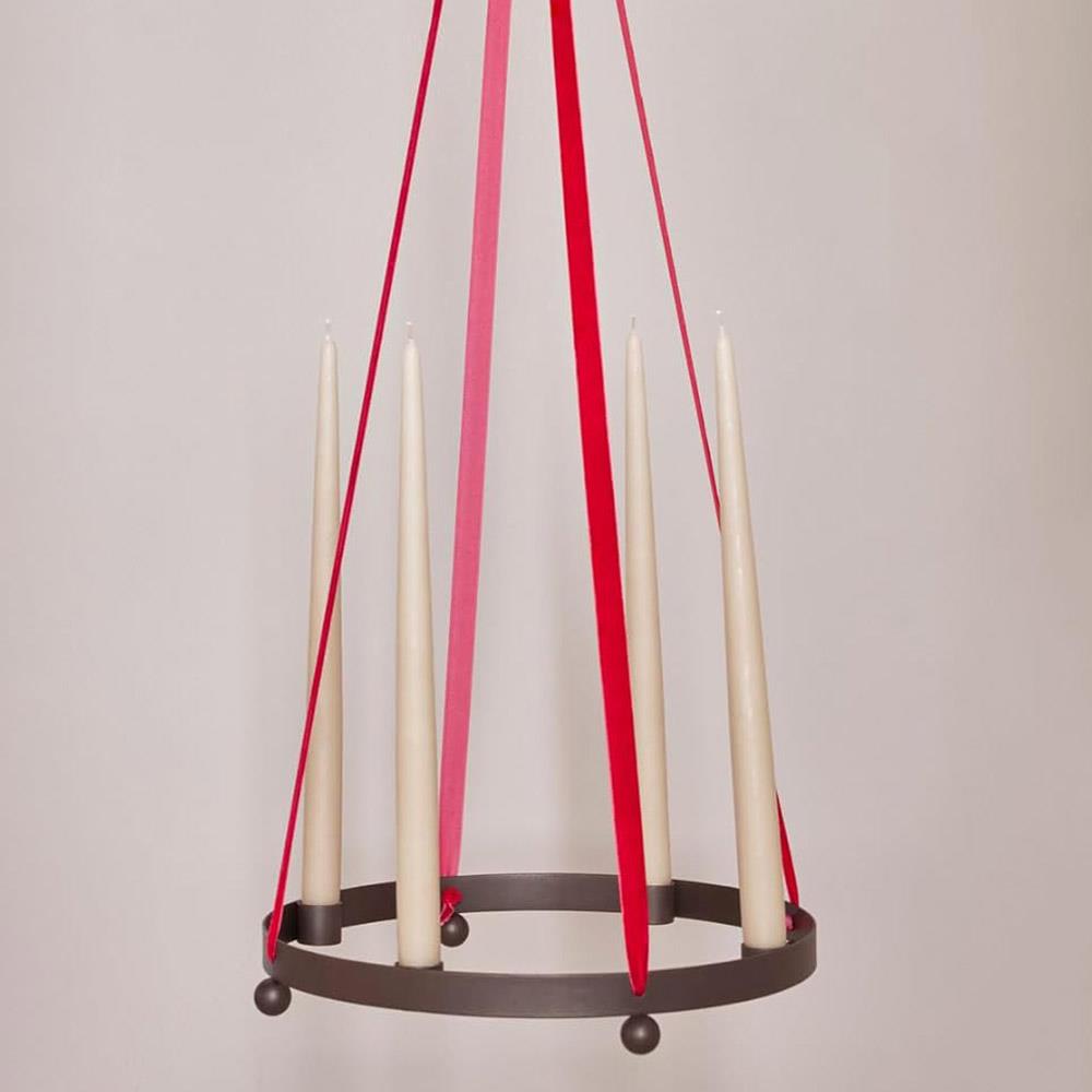 OYOY Perle Adventskerzenhalter – Rund, Ø 31,5, aus gebräuntem Messing beschichtetem Metall