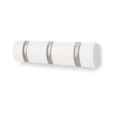 Umbra Flip Wandgarderobe, Garderobenleiste in Weiß, mit 3 beweglichen Haken in Silber