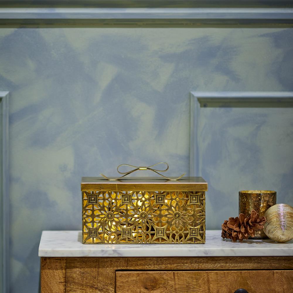Bloomingville Gretl Box mit Deckel Gold Metall Weihnachtsdeko Aufbewahrungsbox
