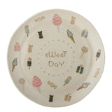 Bloomingville MINI Sweets Teller mit Süßigkeiten-Motiven, Steingut, Kinderteller, dänisches Design
