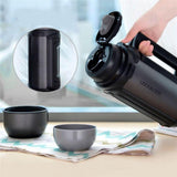 LocknLock Isolierkanne 1,5 L Blau - Thermoskanne Edelstahl mit Becher & Tragegurt
