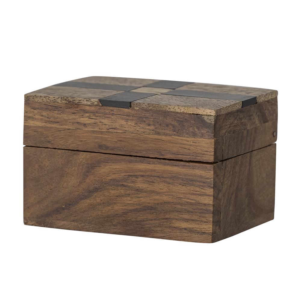 Bloomingville Cemile Box mit Deckel, Braun, Mangoholz mit handgeschnitzten Muster auf dem Deckel