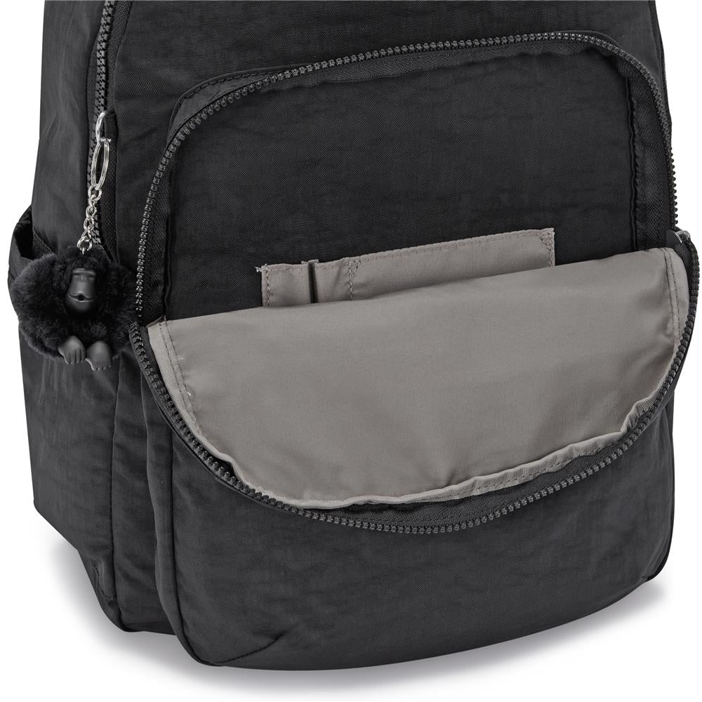 Kipling SEOUL L, Großer Rucksack, Black Noir (schwarz), 27L, mit 15-Zoll-Laptopfach
