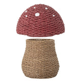 Bloomingville MINI Corintha Korb mit Deckel rot/braun Fliegenpilz Seegras Aufbewahrungskorb Kinderzimmer