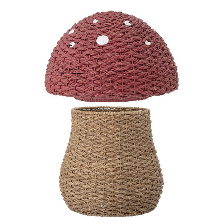 Bloomingville MINI Corintha Korb mit Deckel rot/braun Fliegenpilz Seegras Aufbewahrungskorb Kinderzimmer