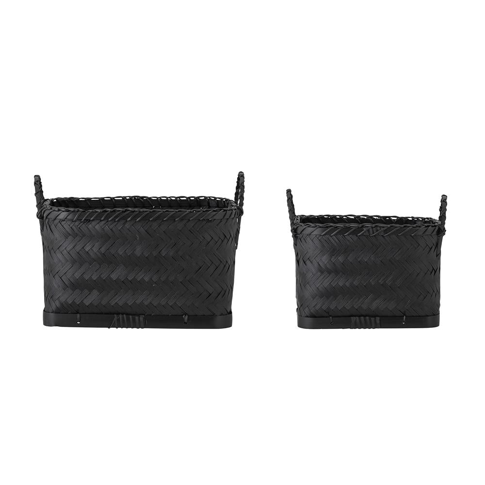 Bloomingville Carmil Korb, 2er Set, in Schwarz, aus Seegras