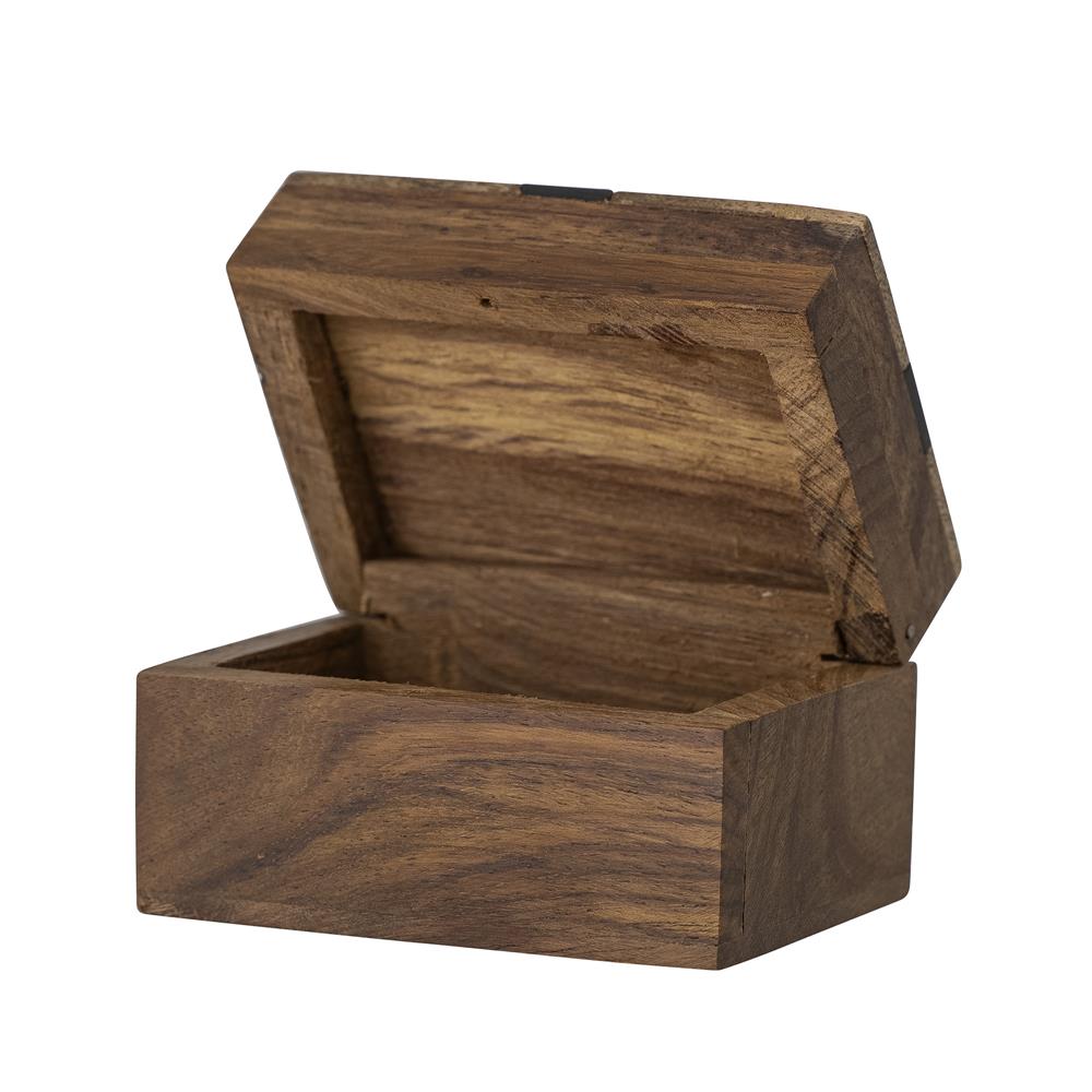 Bloomingville Cemile Box mit Deckel, Braun, Mangoholz mit handgeschnitzten Muster auf dem Deckel