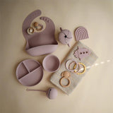 Mushie Silikon-Kinderschüssel, Soft Lilac, Schüssel mit Rutschfestem Saugnapf