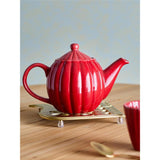 Bloomingville Latina Teekanne, Rot, 1 Liter, Steingut, dänisches Design