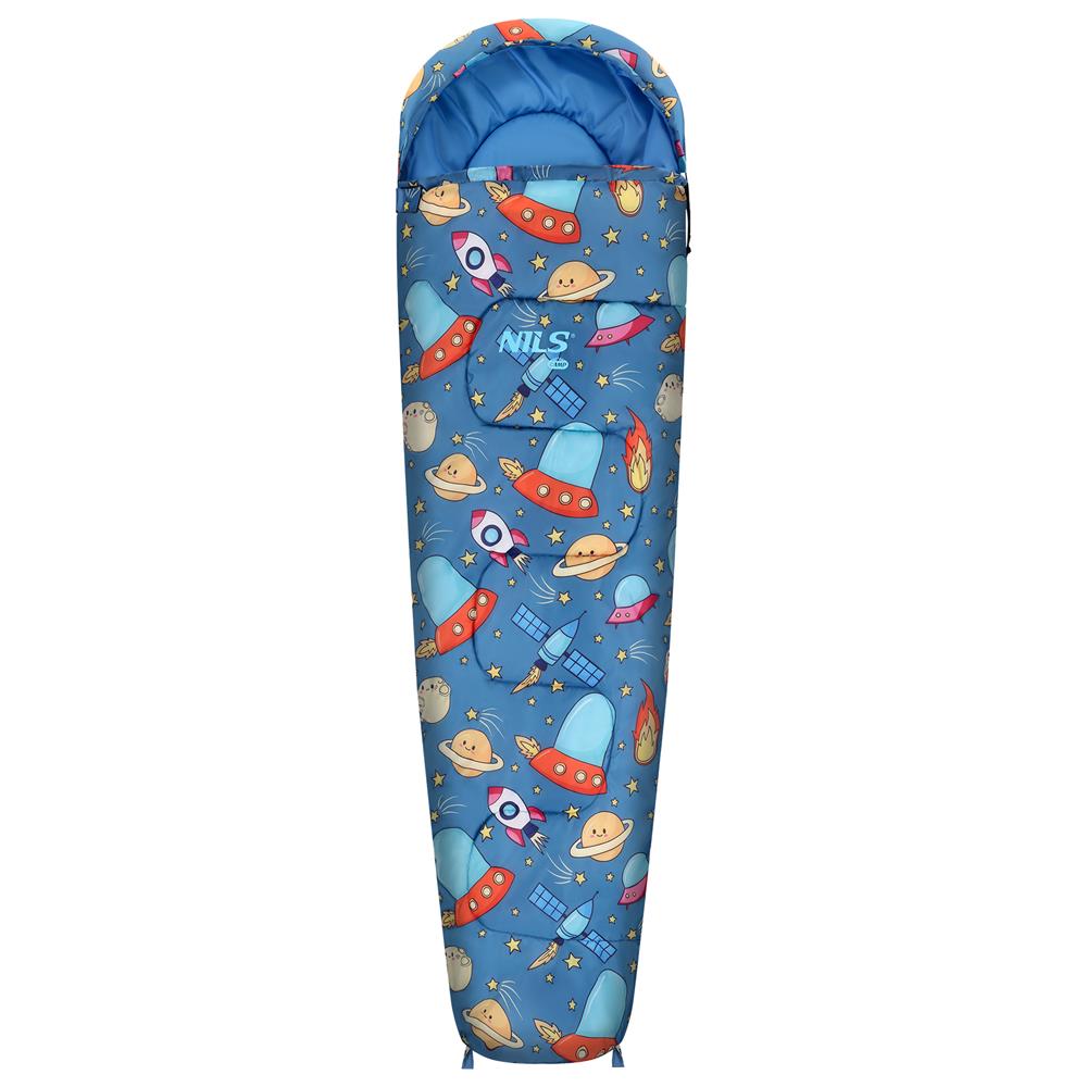 NILS CAMP Kinderschlafsack SPACE mit Rucksack Camping Schlafsack Kinder