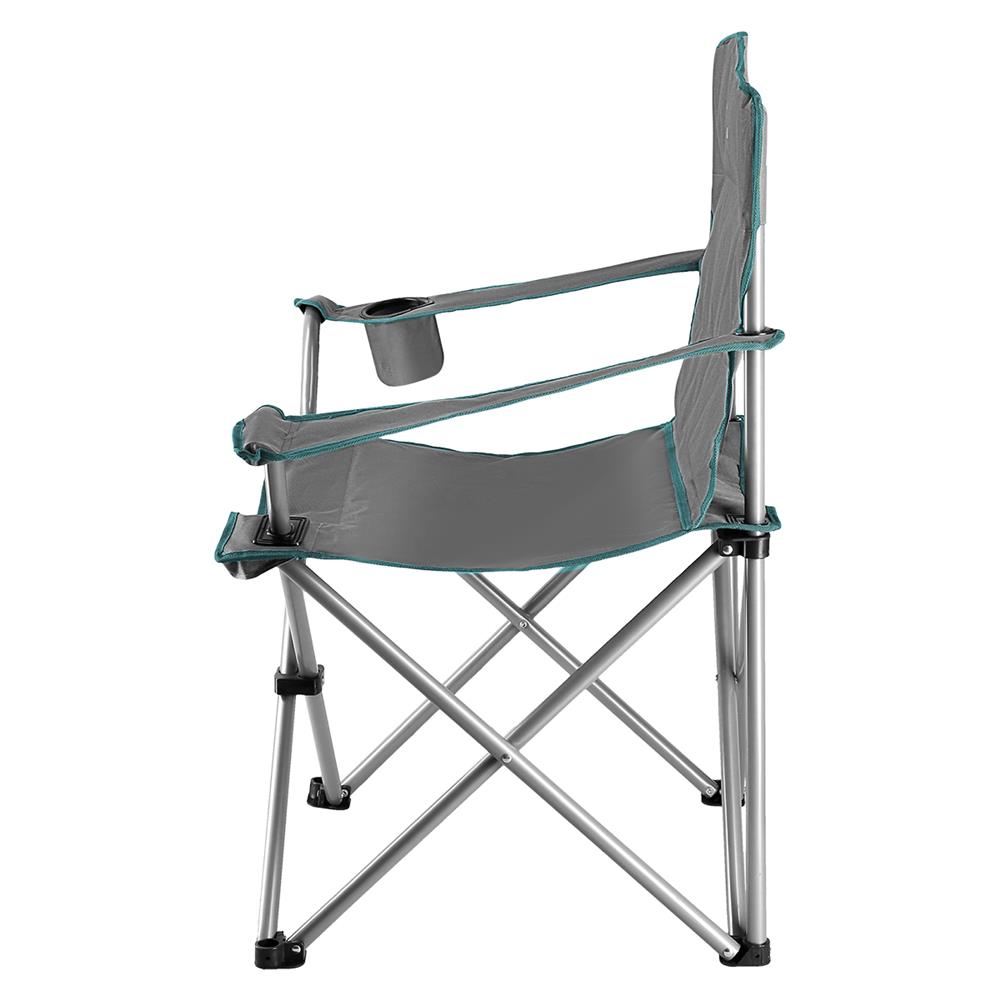 NILS CAMP Campingstuhl Grau-Grün - gepolsterter Klappstuhl mit Armlehnen für Camping, Garten & Angeln