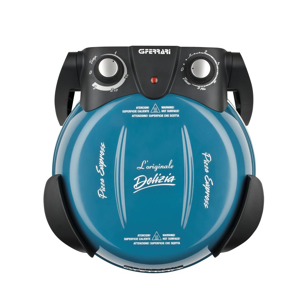 G3Ferrari elektrischer Pizzaofen Delizia 1200 W für Pizza Ø 31cm blau Pizzamaker mit feuerfestem Naturstein