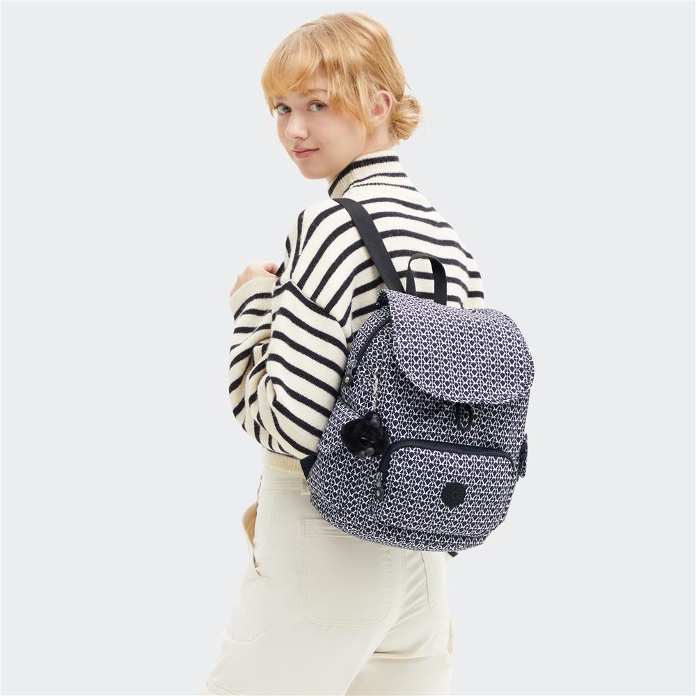 Kipling CITY PACK S, Kleiner Rucksack, Signature Print (schwarz), 9L, Kompakt & Stylisch
