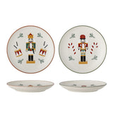 Bloomingville Jolly Teller, 2er Set – Weihnachtsteller Ø16 cm mit Nussknackermotiv, dänisches Design