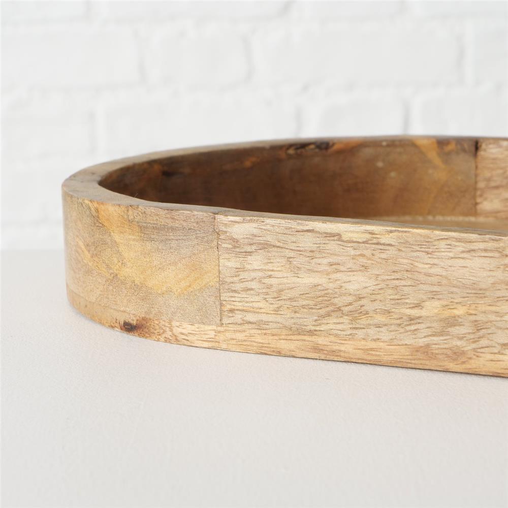BOLTZE Tablett Tikko, 2er Set, Mangoholz, oval, 72 cm & 82 cm, Natur-Design