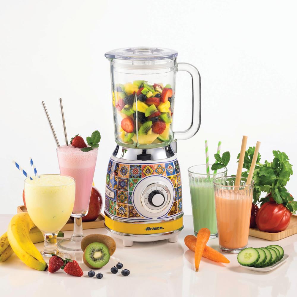 Ariete Positano Standmixer, Mediterranes Design, Glasbehälter 1,5L, Smoothie Maker, 1000W