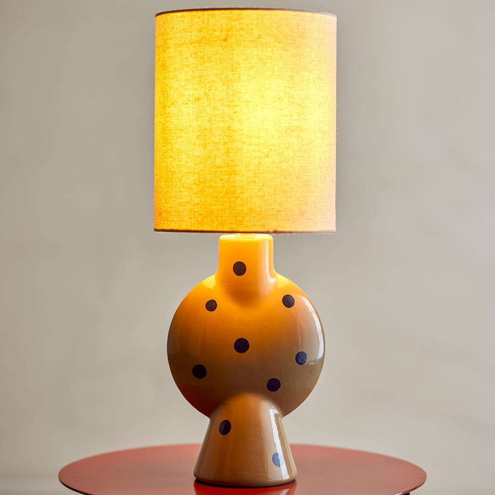 Bloomingville Sergio Tischlampe bunt - Steingut Lampe mit Punkten und E27 für Wohnzimmer