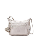 Kipling GABBIE S, Kleine Umhängetasche, Metallic Glow (beige), Schultertasche mit vielen Fächern