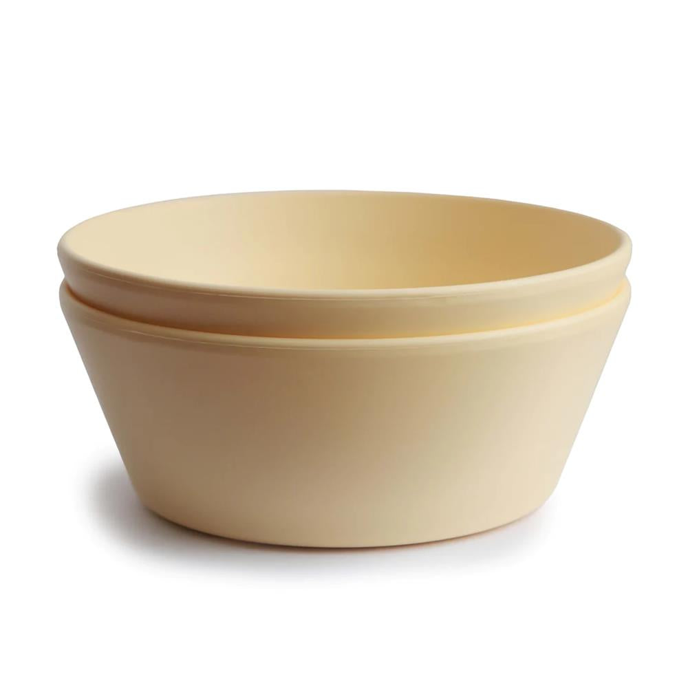 Mushie Kinderschüssel 2er Set, Pale Daffodil, rund, BPA-frei