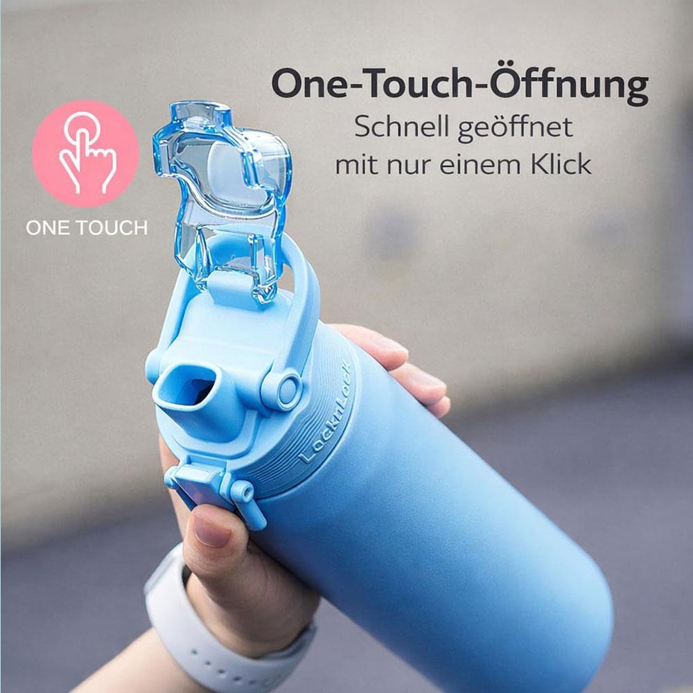 LocknLock Edelstahl Trinkflasche 720 ml Schwarz - Thermoflasche One-Touch auslaufsicher