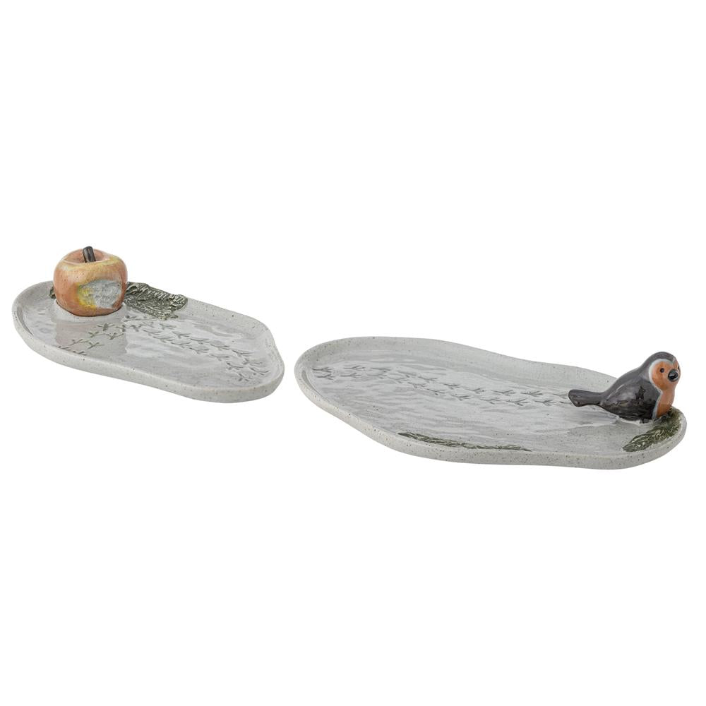 Bloomingville Bleak Servierplatten-Set Grau Steingut 2-teilig