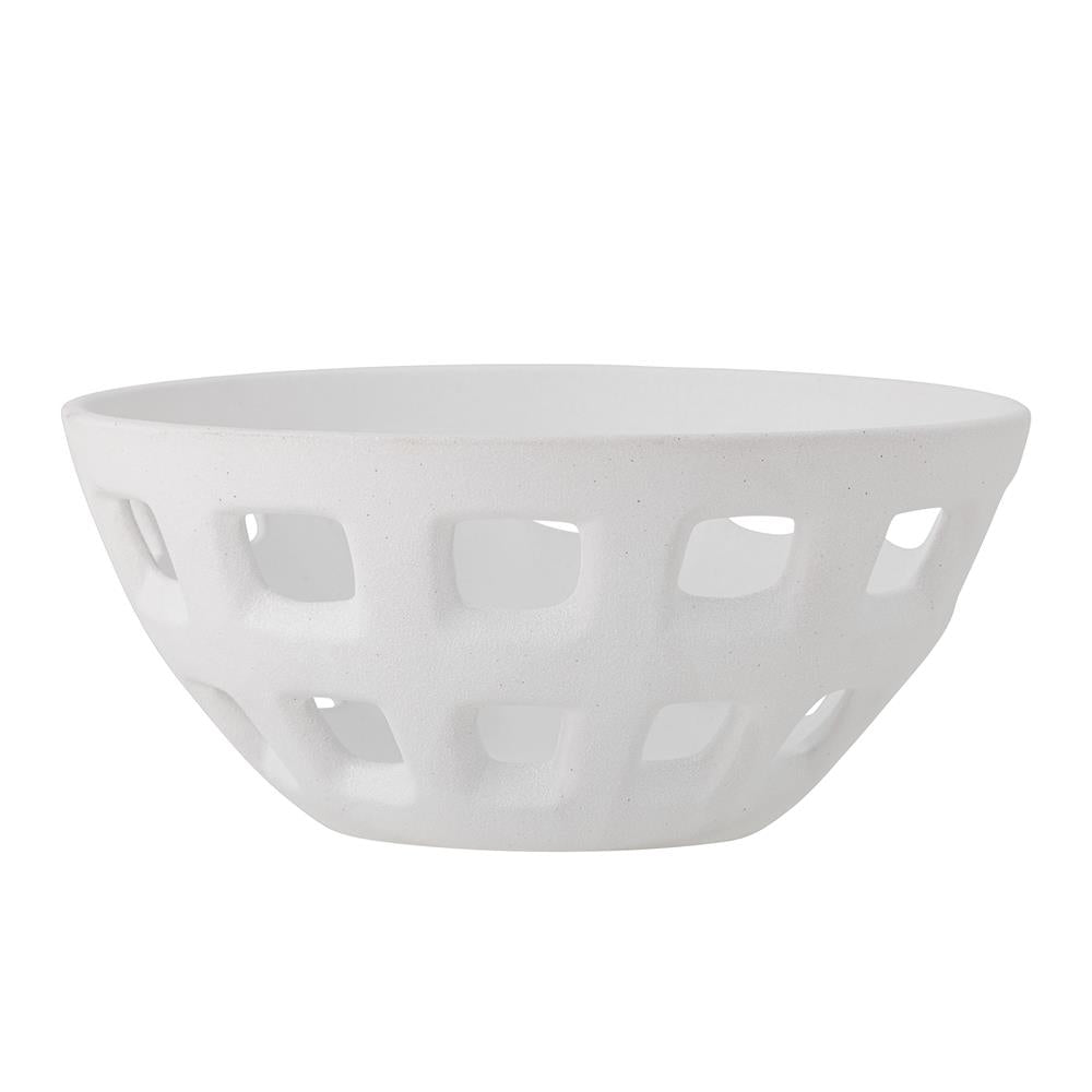 Bloomingville Foligno Deko-Schale Weiß Steingut D26xH12 cm – skulpturale Schale