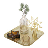 Bloomingville Sanga Teelicht Set, Gold, Glas 6-teilig mit Tablett und Vase