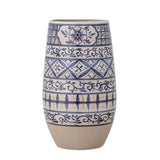 Bloomingville Nadya Vase blau D16,5 cm aus Steingut – dekorative Vase für Wohnzimmer