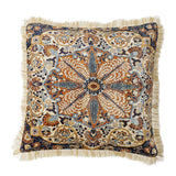 Bloomingville Asu Kissen Braun – Dekokissen 50x50 cm mit floralem Print & Fransen