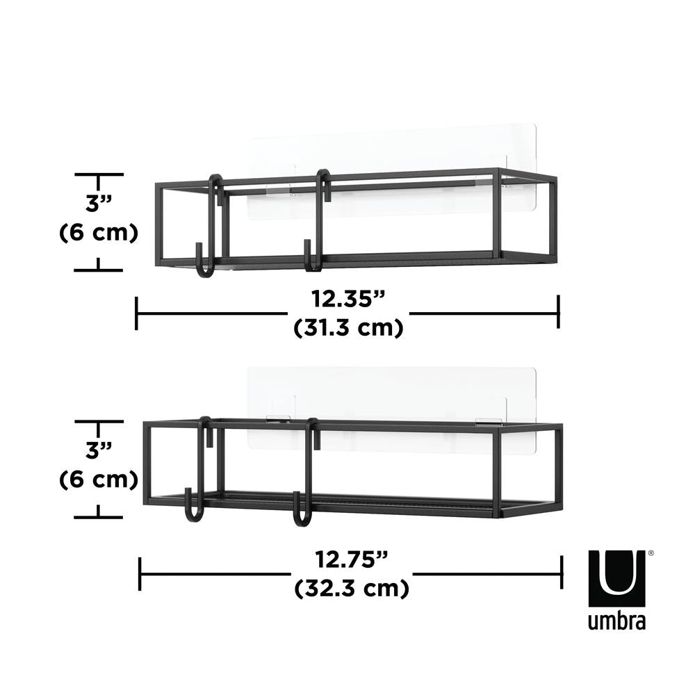 Umbra Cubiko Duschablage, Duschregale ohne Bohren mit Haken, 2er Set, in Schwarz
