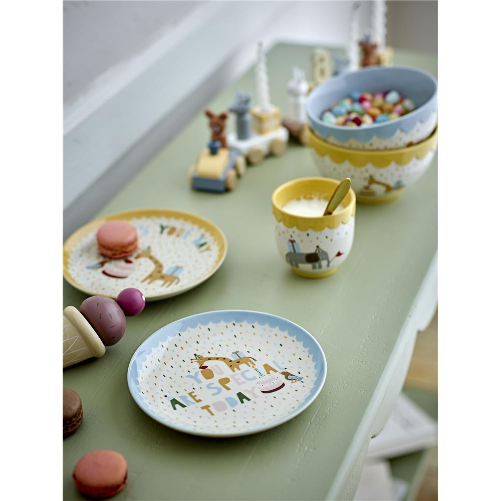 Bloomingville MINI Celebrate Tasse, Gelb, Steingut, Kinderbecher, Kindertasse, dänisches Design