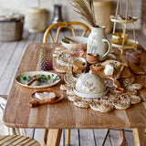 Bloomingville Bea Servierplatte, Natur, 35,5x8cm, Steingut, mit Blumenmotiv, dänisches Design