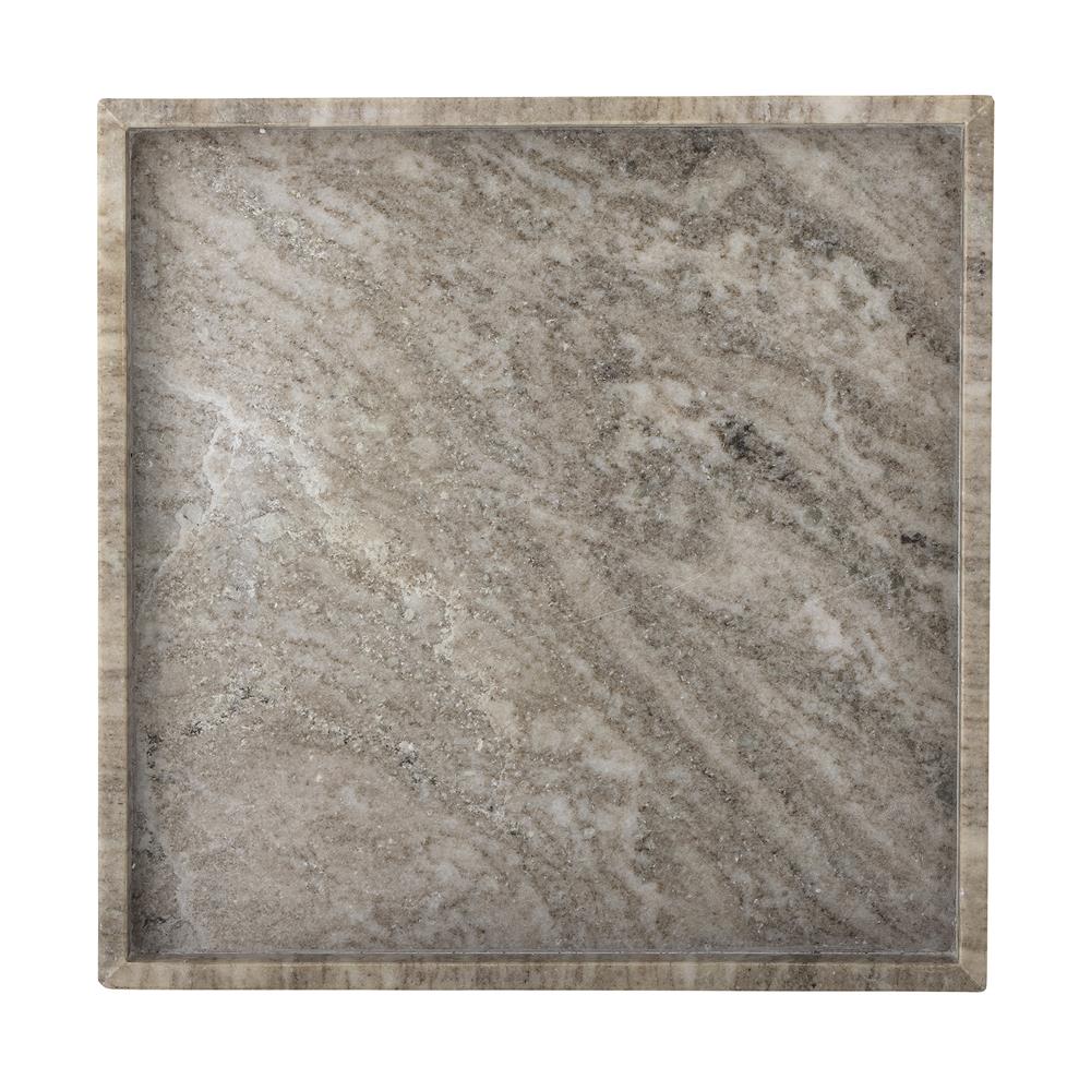 Bloomingville Majsa Tablett – quadratisches Marmor-Tablett in Braun, 35x35 cm, vielseitig & spülmaschinenfest