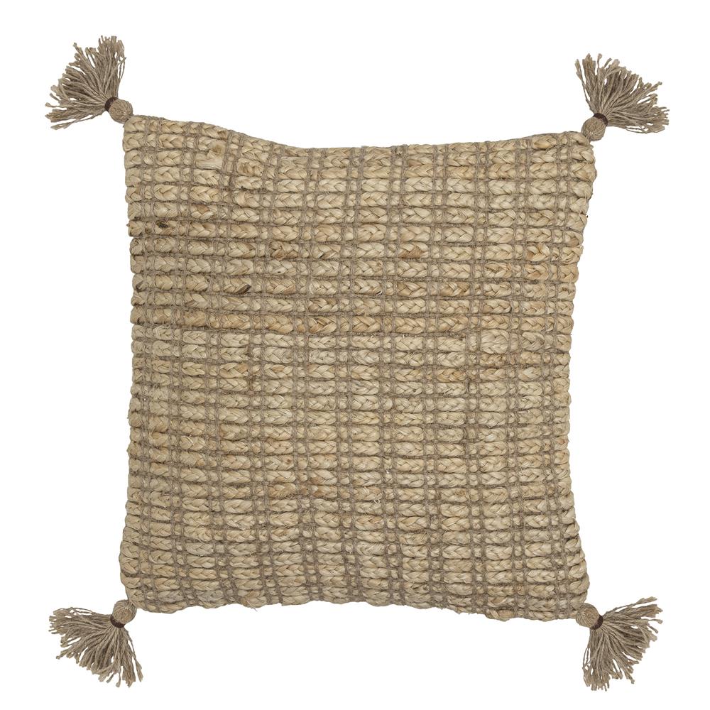 Bloomingville Felina Kissen, Natur, 45x45 cm, Jute-Baumwoll-Mix, mit Quasten, rustikal