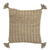 Bloomingville Felina Kissen, Natur, 45x45 cm, Jute-Baumwoll-Mix, mit Quasten, rustikal